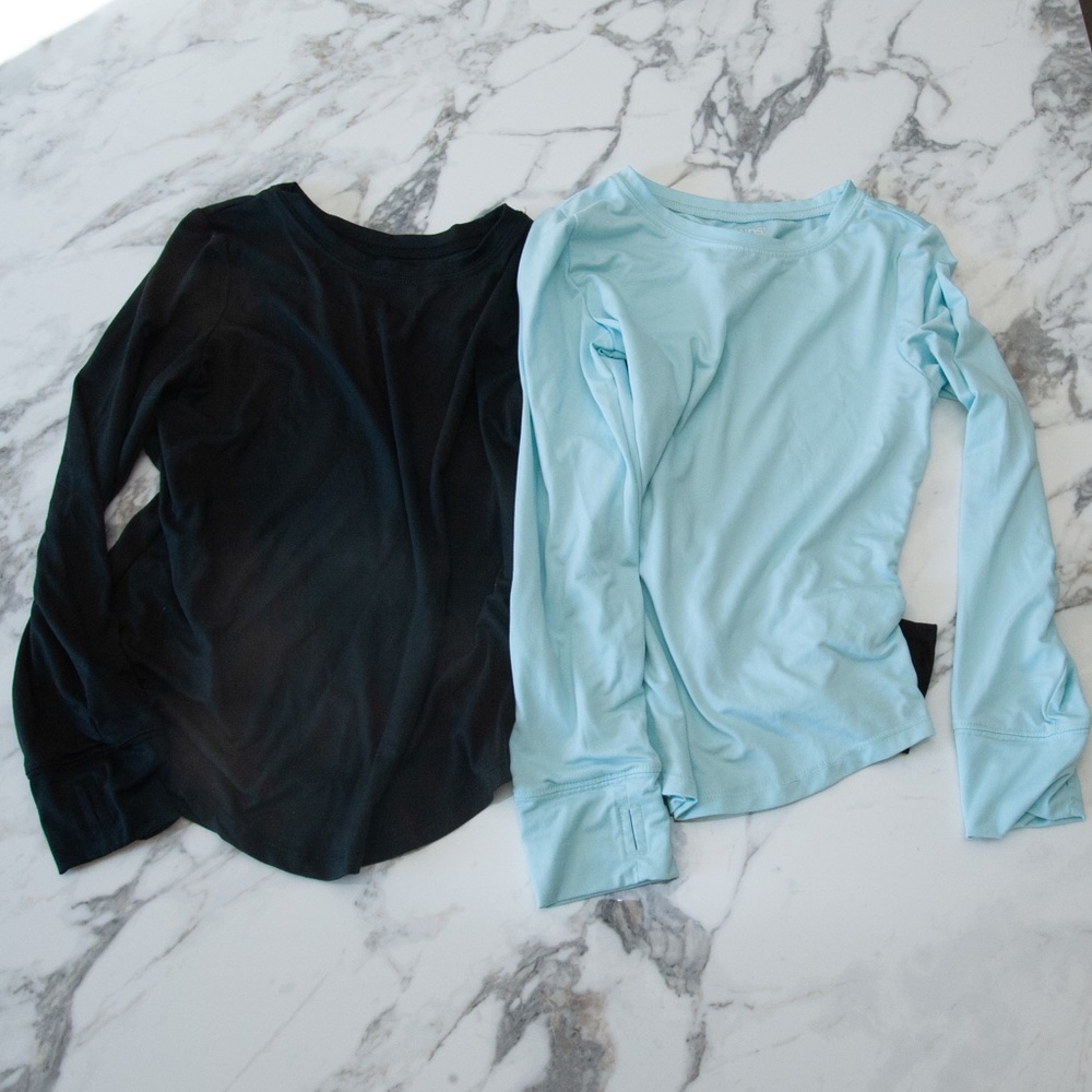 Two Girls Like New Lands' End Active Wear Tops in Black Aqua Size Medium